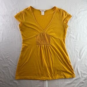Charlotte Russe Yellow Babydoll Empire Waist Top Womens M Y2k McBling Coquette